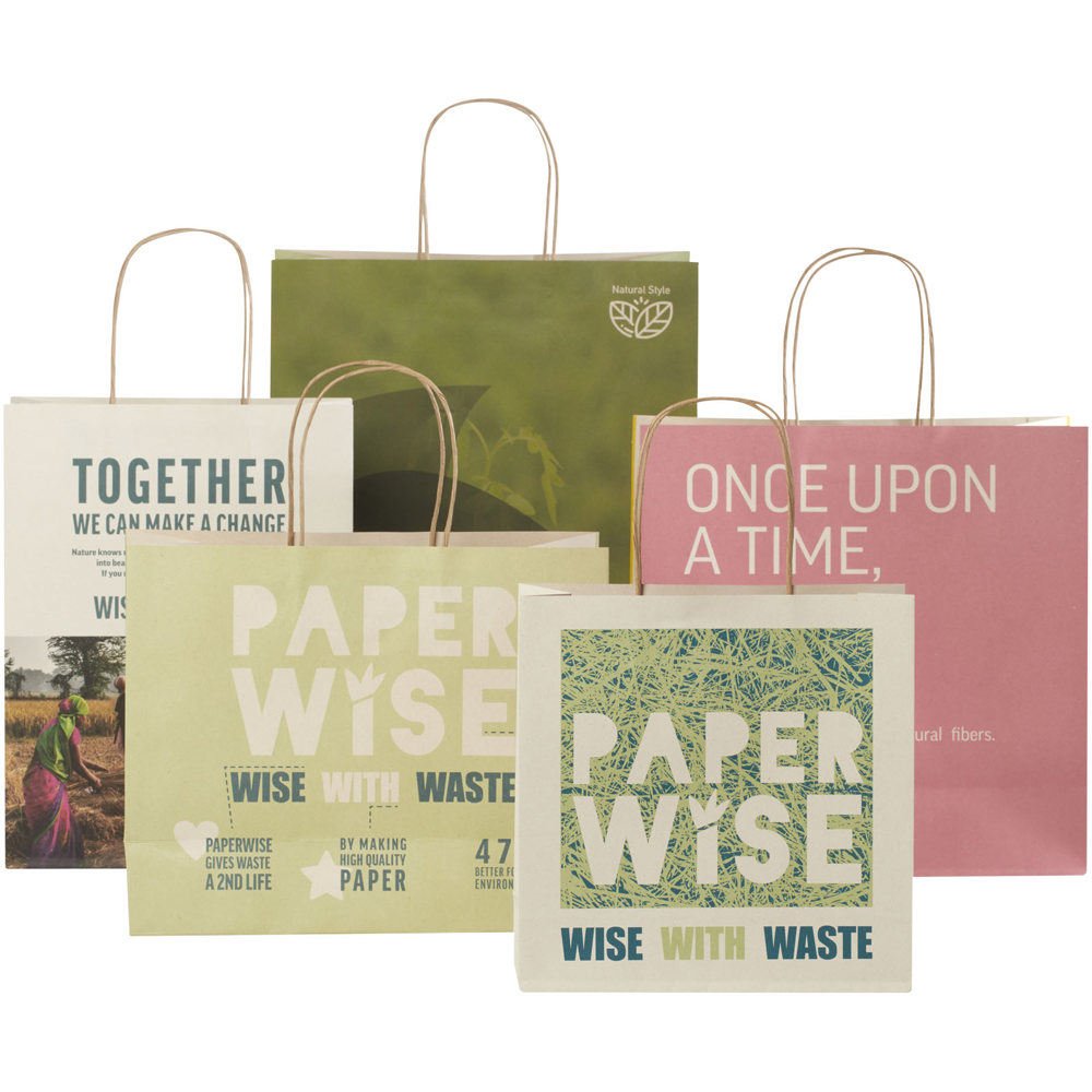 Papieren tas 150 g/m2 gemaakt van landbouwafval met gedraaide handgrepen - 24 x 9 x 32 cm