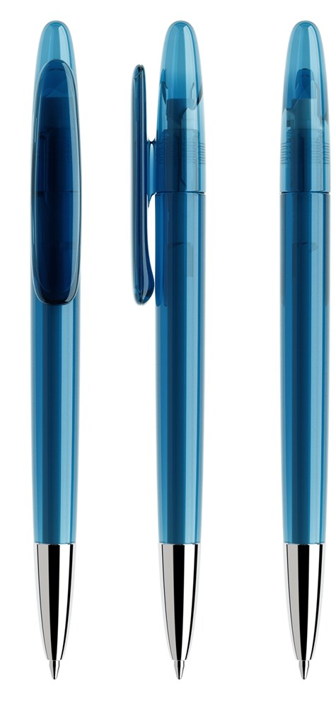 Prodir DS5 TTC Transparent with Chrome Metal Nose-Cone - Ocean Blue transparant