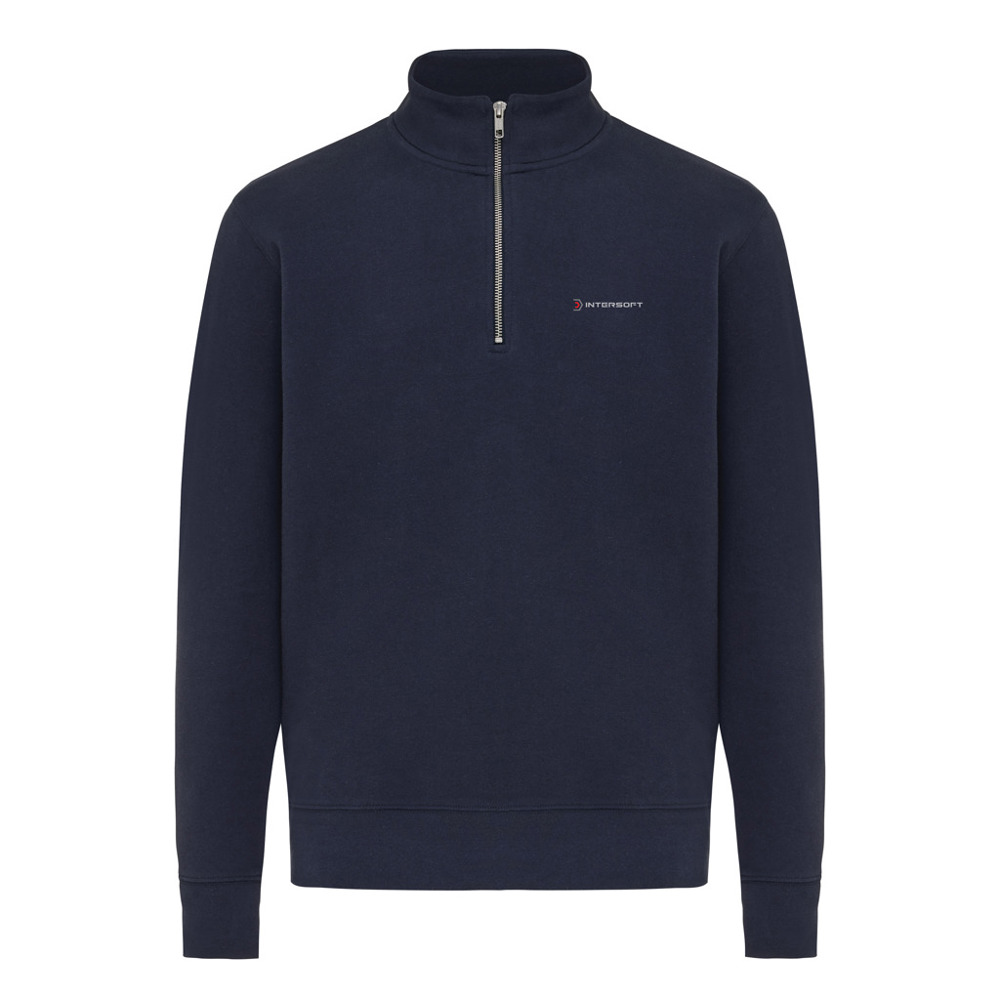 IQONIQ Elgon gerecycled katoen sweater met kwartritssluiting