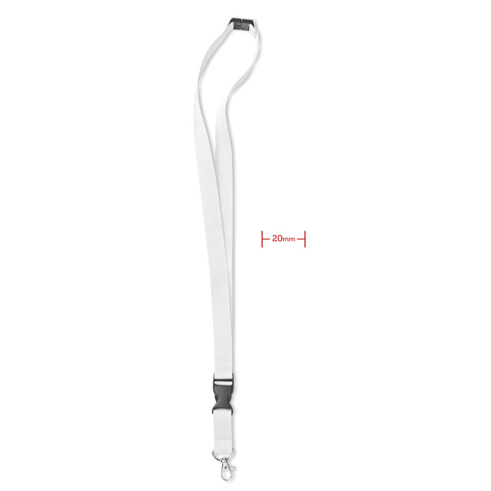 LANY - Lanyard, metalen haak. 20 mm - Wit