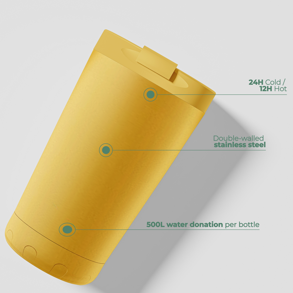 Thermosbeker / Koffiebeker - Geel - 350 ml
