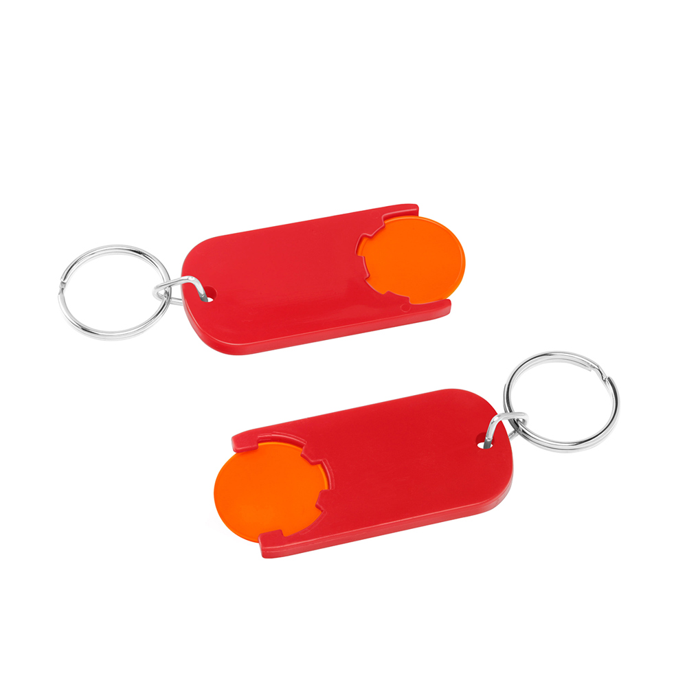 Chiphouder met winkelwagenmuntje 1€ "Alpha" - oranje/rood