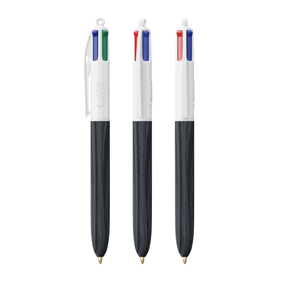 BIC® 4 Colours Wood Style - Wit - zwart hout
