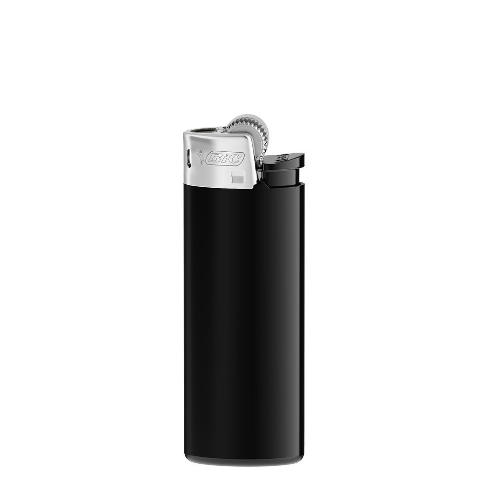 BIC® J25 Standaard aansteker - Zwarte houder, basis, drukknopje / chroomkap