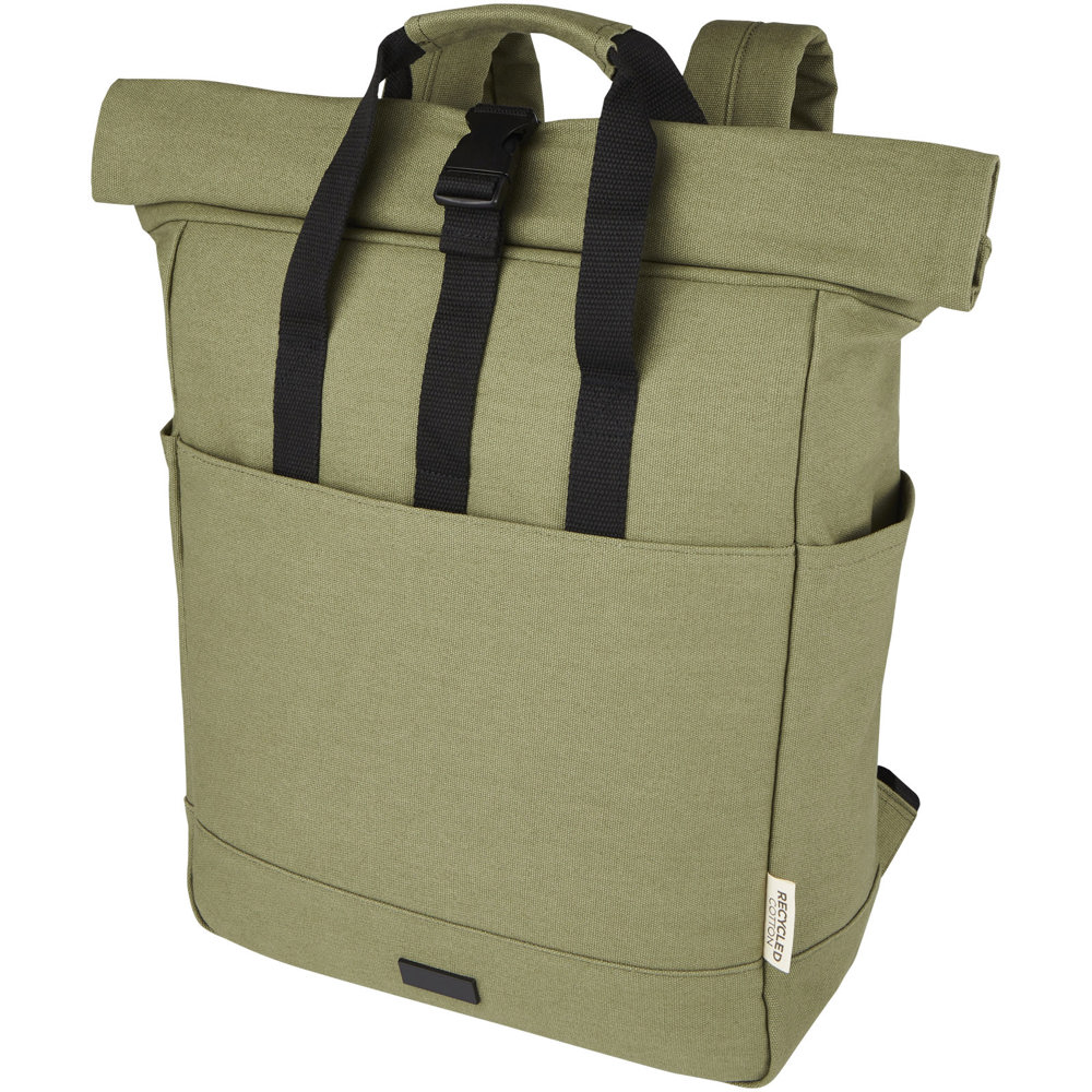 Joey 15 inch GRS gerecyclede canvas rolltop laptoprugzak 15 l - Olijf