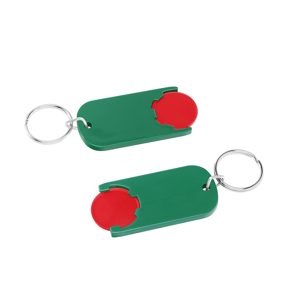 Chiphouder met winkelwagenmuntje 1€ "Alpha" - rood/groen