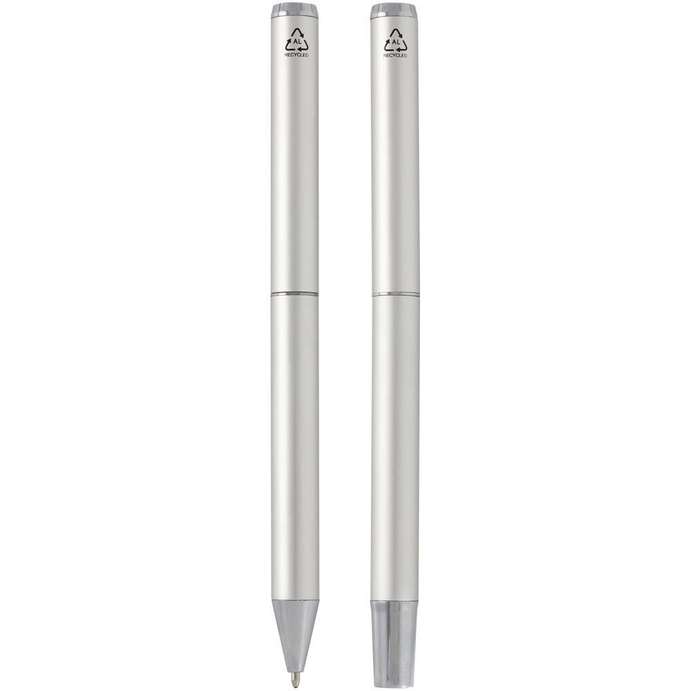 Lucetto cadeauset met balpen en rollerbalpen van gerecycled aluminium (zwarte inkt)