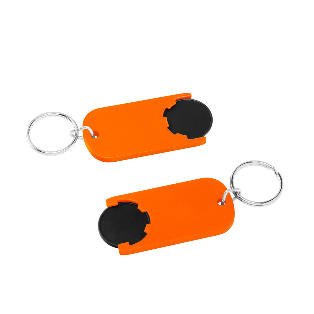 Chiphouder met winkelwagenmuntje 1€ "Alpha" - zwart/oranje
