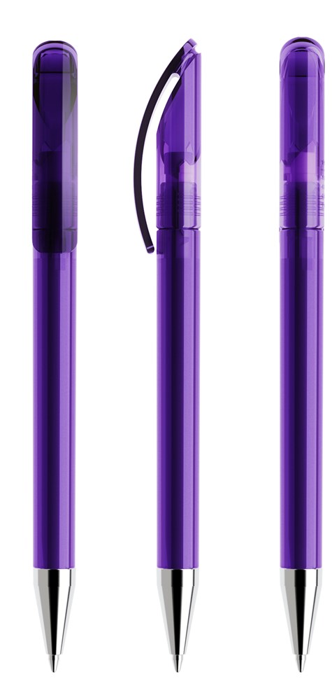 Prodir DS3TTC Transparent with Chrome Metal Nose-Cone - Purple transparant