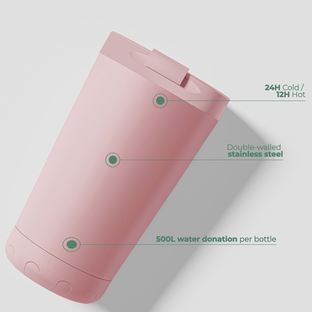 Thermosbeker / Koffiebeker - Roze - 350 ml