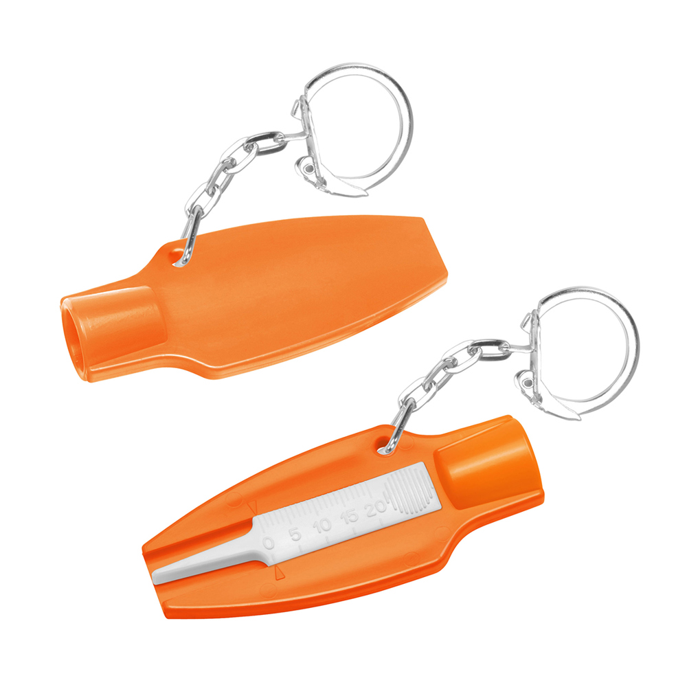 Bandenprofiel dieptemeter met ventieldopopener - oranje/wit
