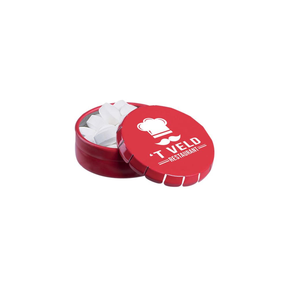 Super mini clic-clac blikje gevuld met pepermunt - Rood