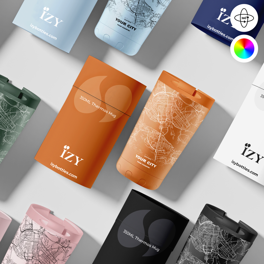 Thermosbeker / Koffiebeker x Jouw Stad -  Oranje - 350 ml