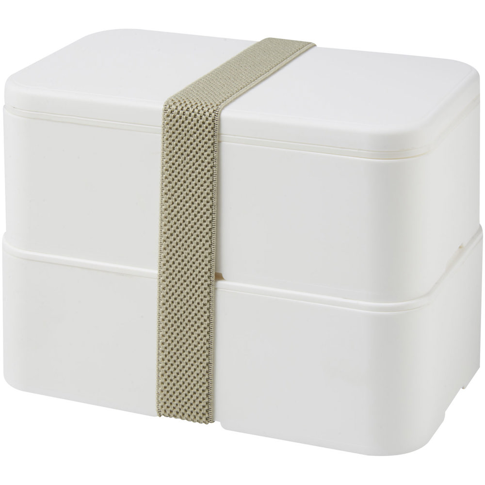 MIYO 700+700 ml dubbellaagse lunchbox - Wit, Wit, Kiezelgrijs