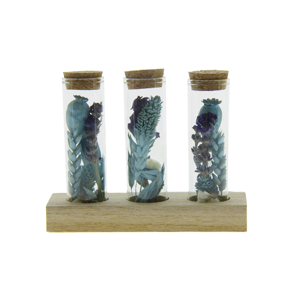 Dried Flowers - Trio tube & wood - lichtblauw