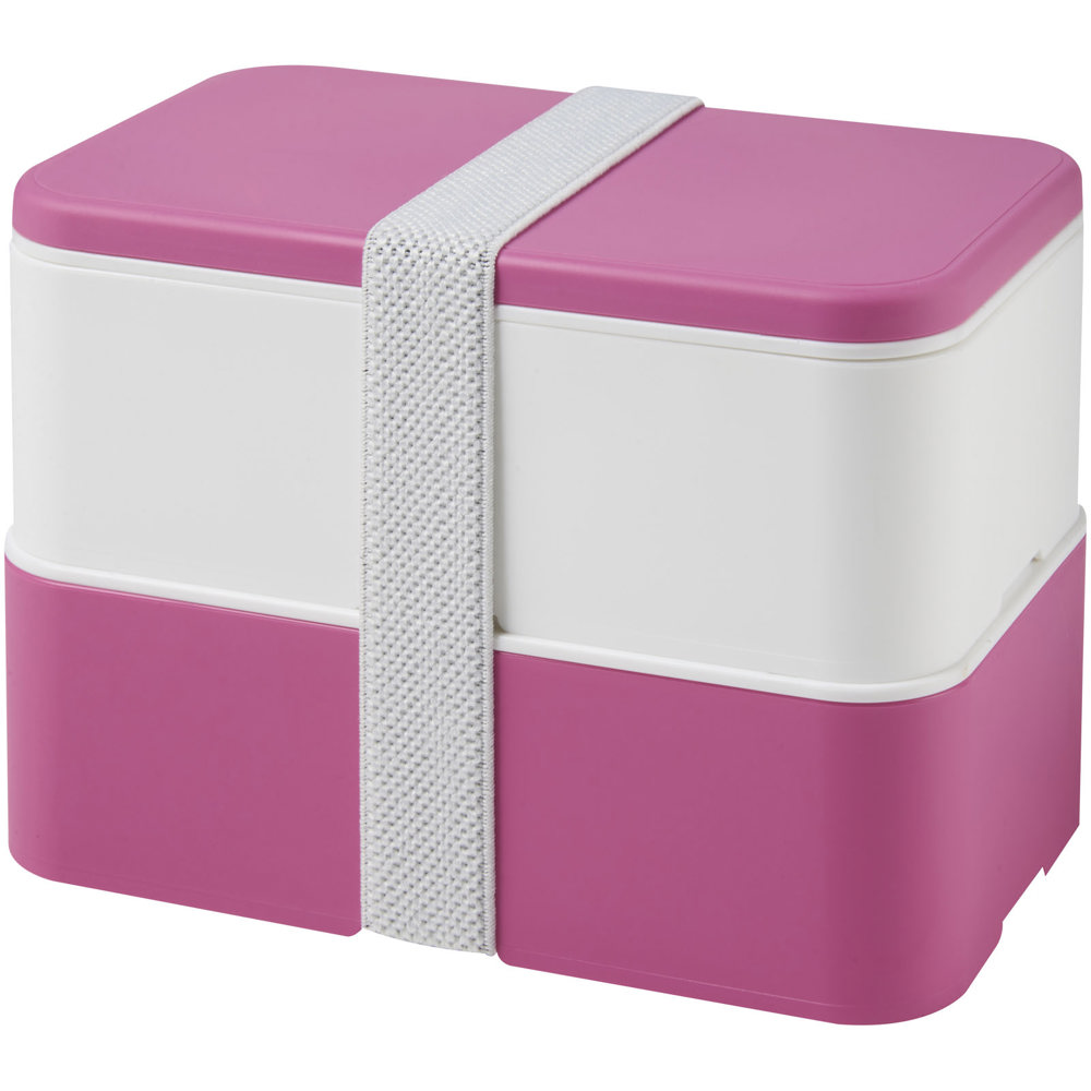 MIYO 700+700 ml dubbellaagse lunchbox - Roze, Wit, Wit