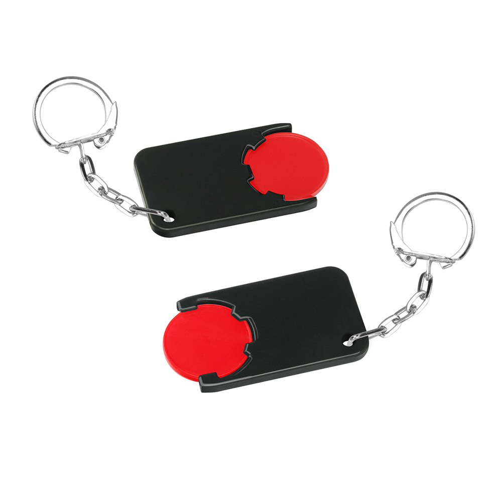Chiphouder met winkelwagenmuntje 1€ "Beta" - Rood/Zwart