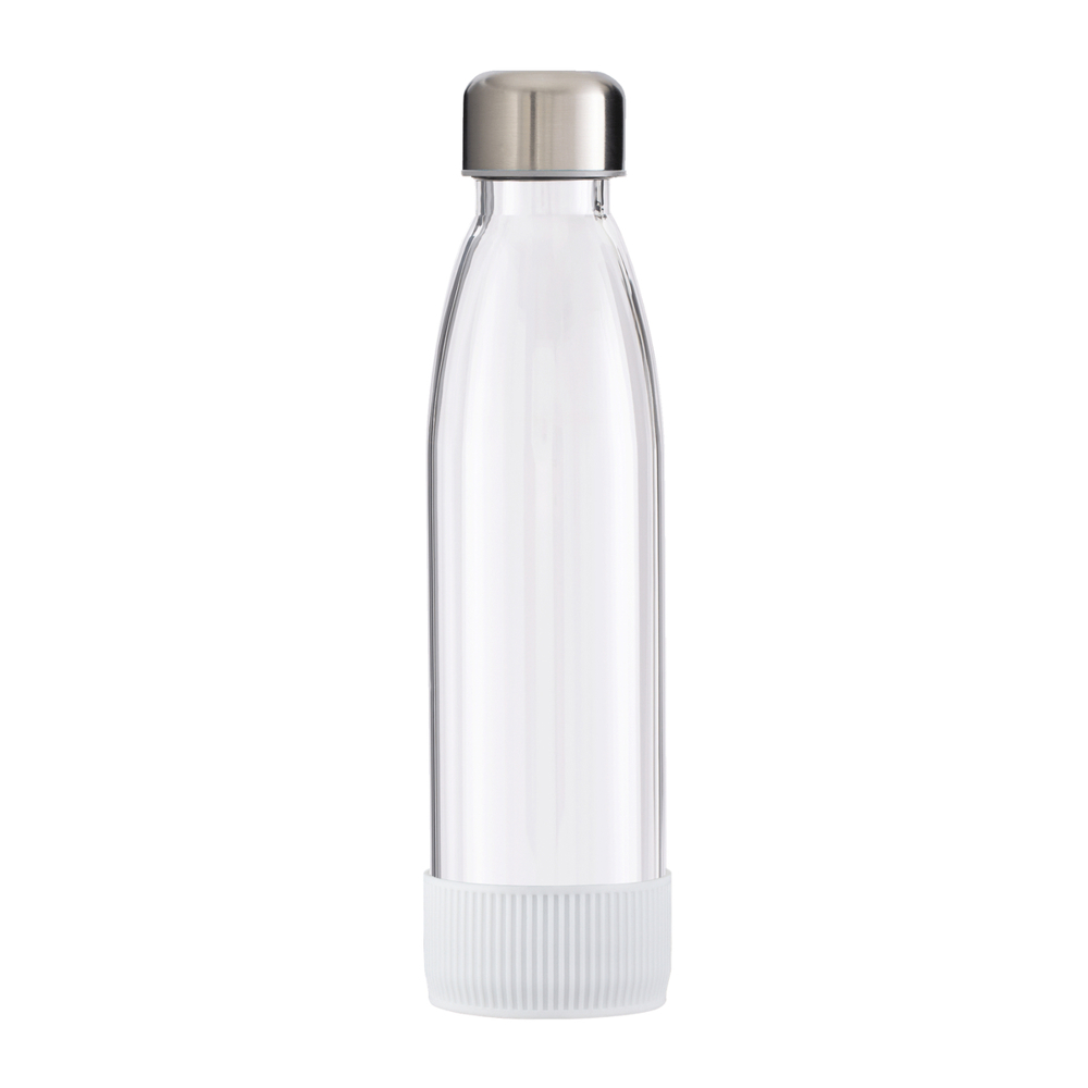 Fles GLASS - wit, zilver, transparant