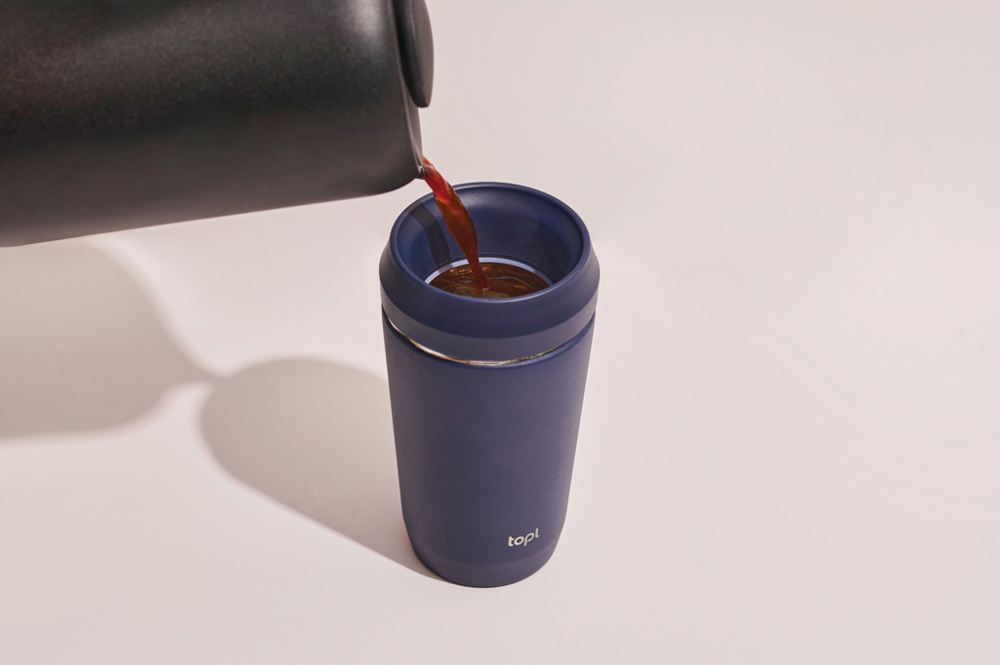 Topl Recycled RVS To Go beker gepatenteerd 360 Lid 354ml