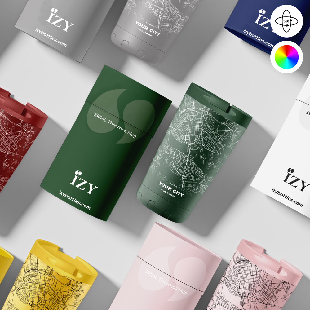 Thermosbeker / Koffiebeker x Jouw Stad -  Groen - 350 ml