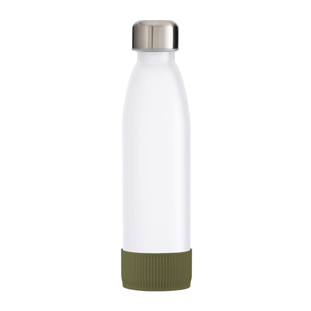 Fles GLASS - oijfgroen, zilver, wit