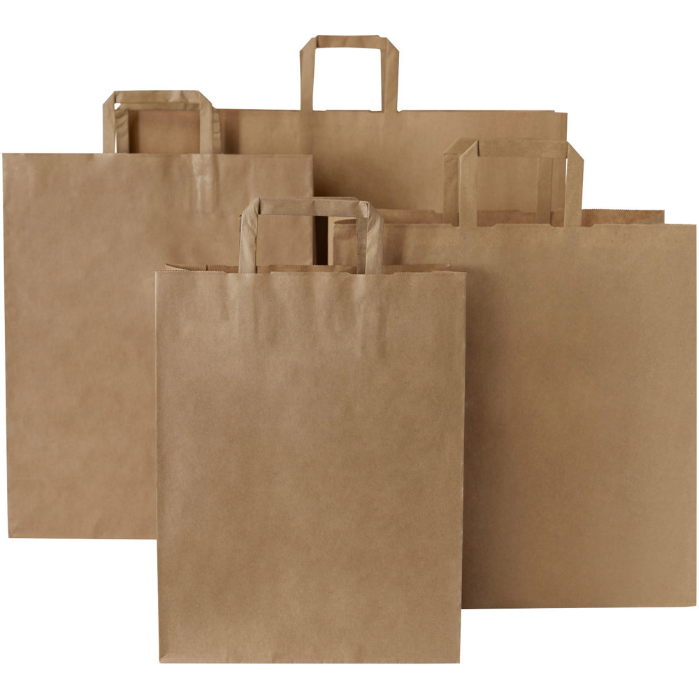 Papieren tas 80-90 g/m2 gemaakt van kraftpapier met platte handgrepen - 34 x 20 x 35 cm