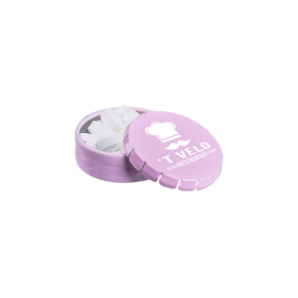 Super mini clic-clac blikje gevuld met pepermunt - Roze