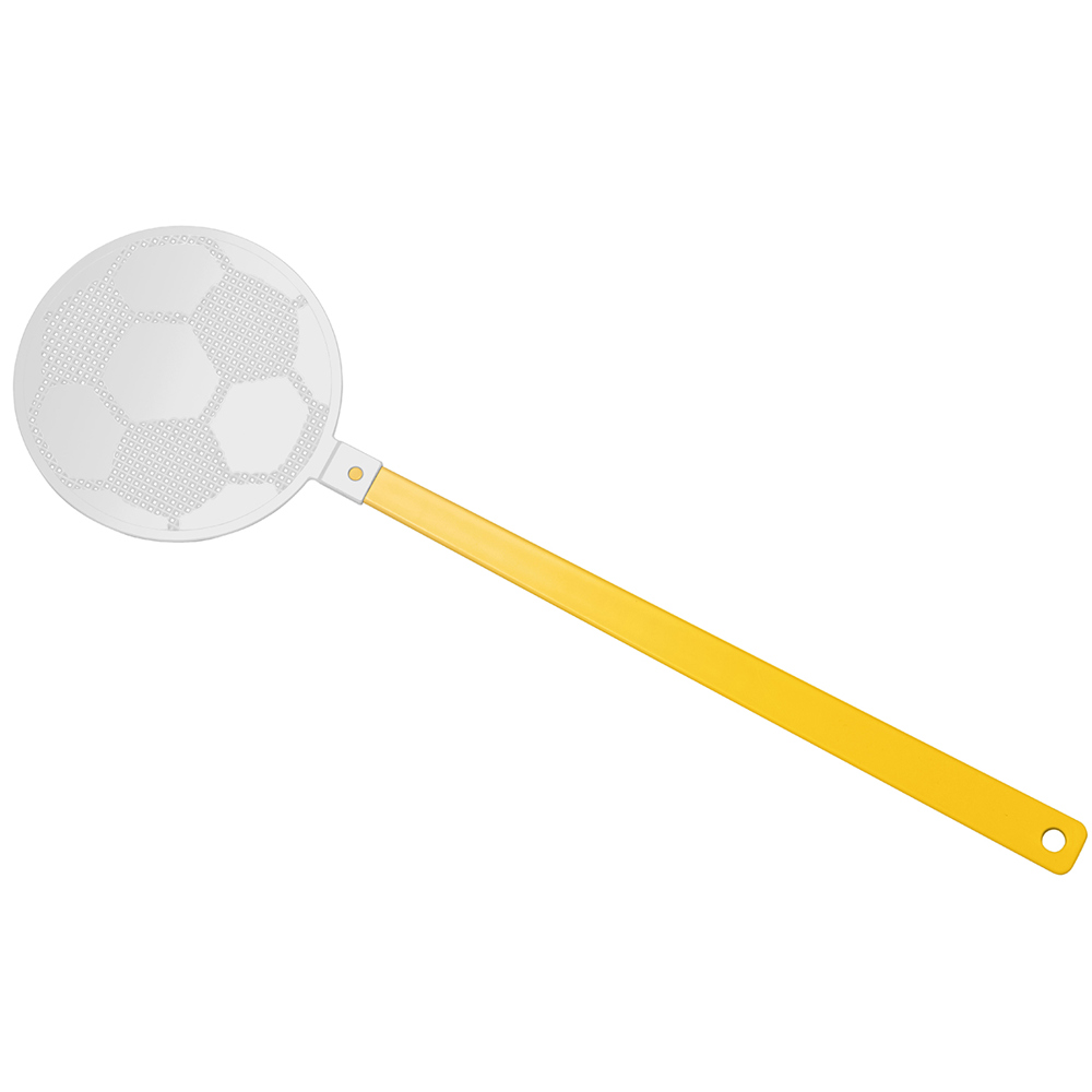Vliegenmepper "voetbal" - geel/wit