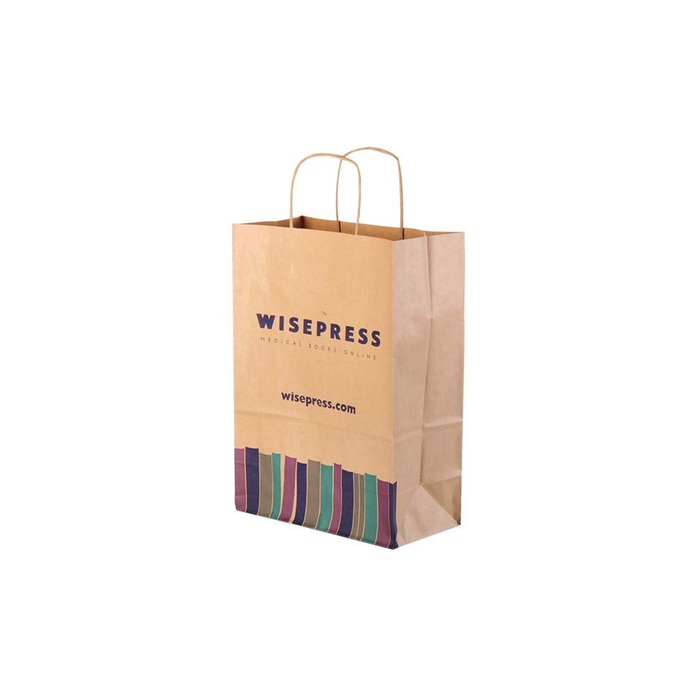 Papieren tas, kraft bruin, 45 x 14 x 49 cm, 100 grams, gerolde handle