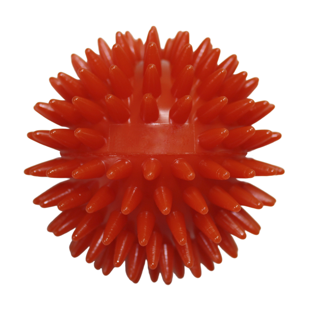 Massagebal / Egelbal met rechthoekig reliëf (78 mm, rood), "Made in Germany"