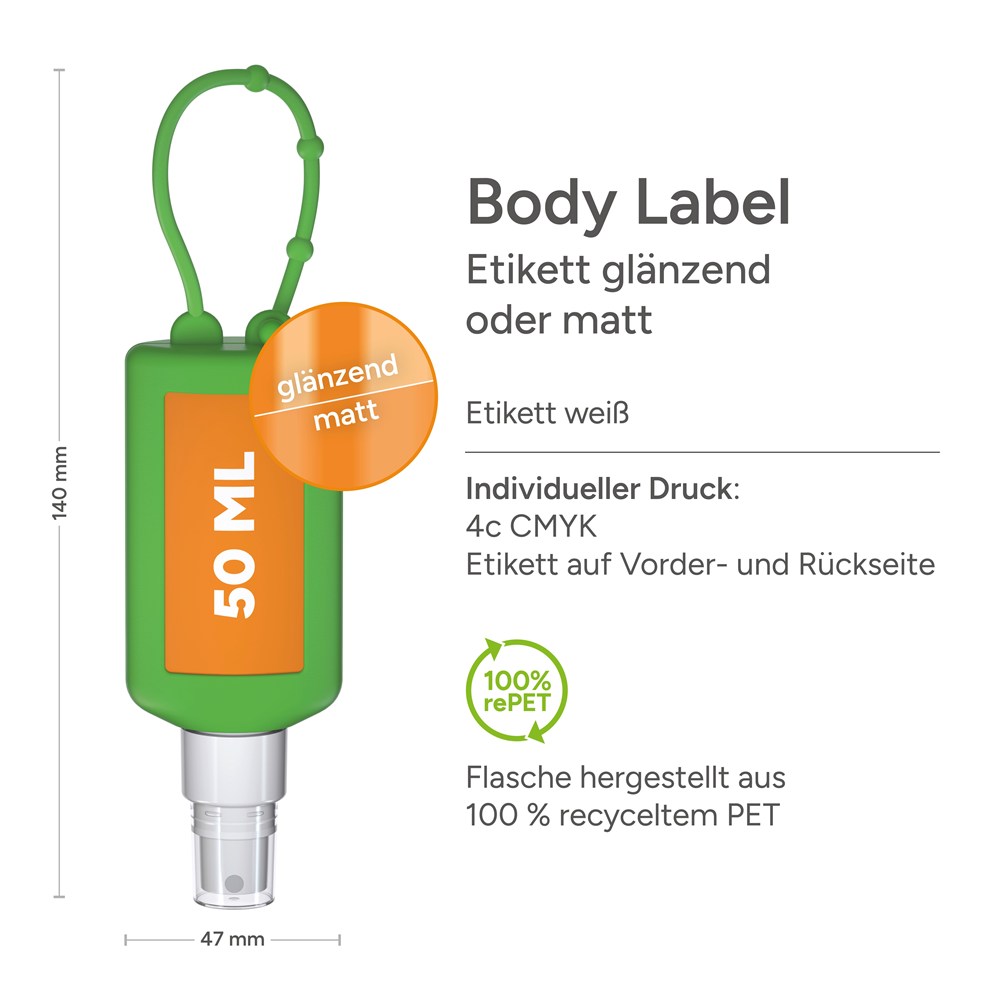Smartphone & Werkplekreiniger, 50 ml Bumper groen, Body Label (R-PET)