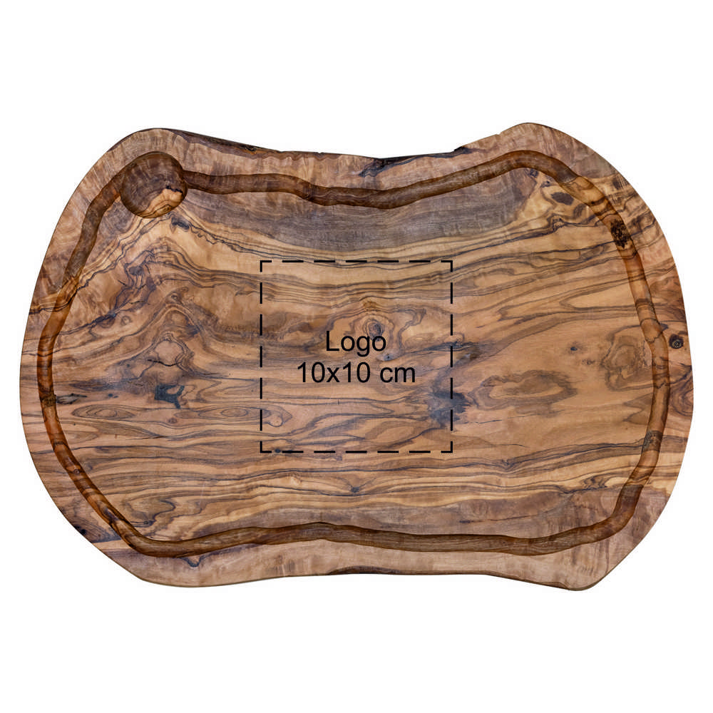 Plank met sapgeul ovaal olijfhout ca. 35x15 cm
