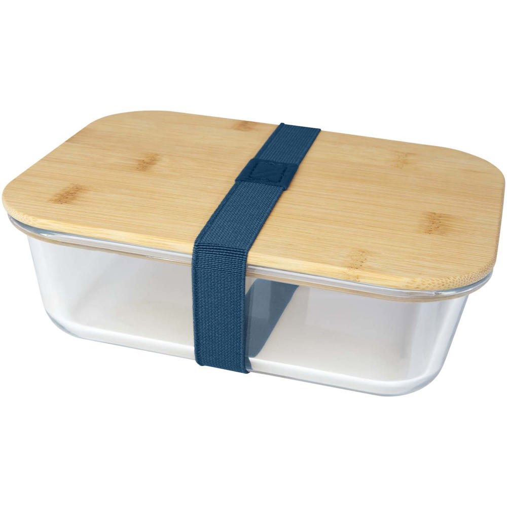 Roby 1000 ml glazen lunchbox met bamboe deksel - Hale blauw