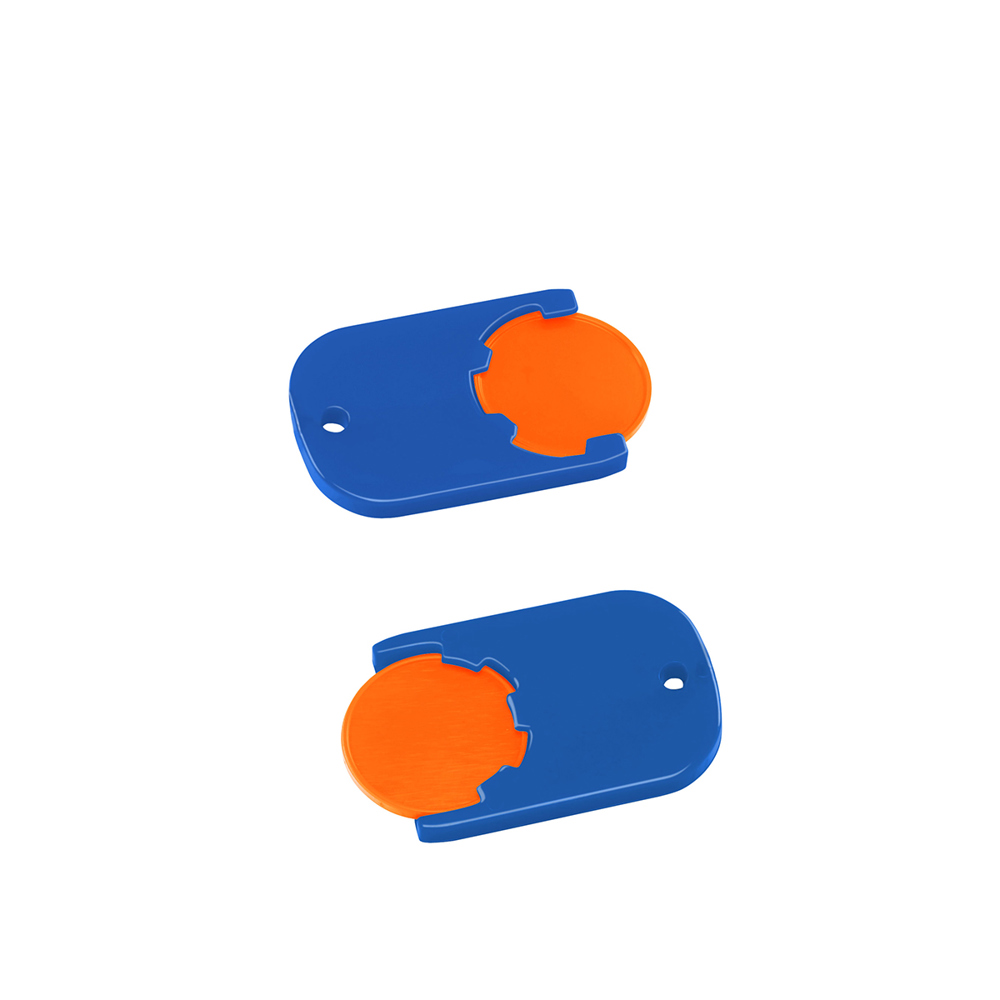 Chiphouder met winkelwagenmuntje 1€ "Gamma" - oranje/blauw