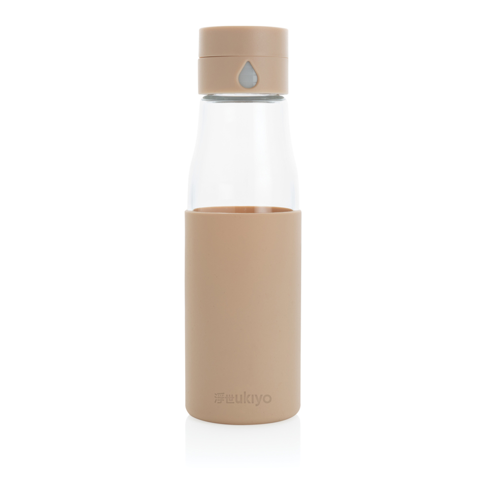 Ukiyo glazen hydratatie-trackingfles met sleeve