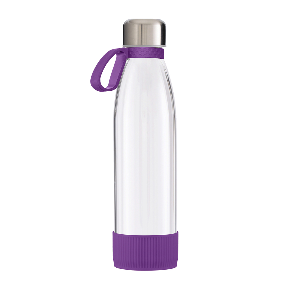 Fles GLASS - paars, zilver, transparant