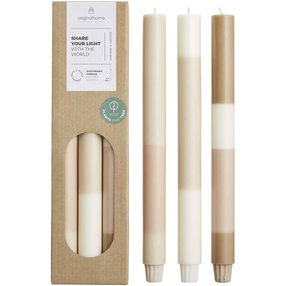 Originalhome gelaagde kalksteenkaarsen - set van 3
