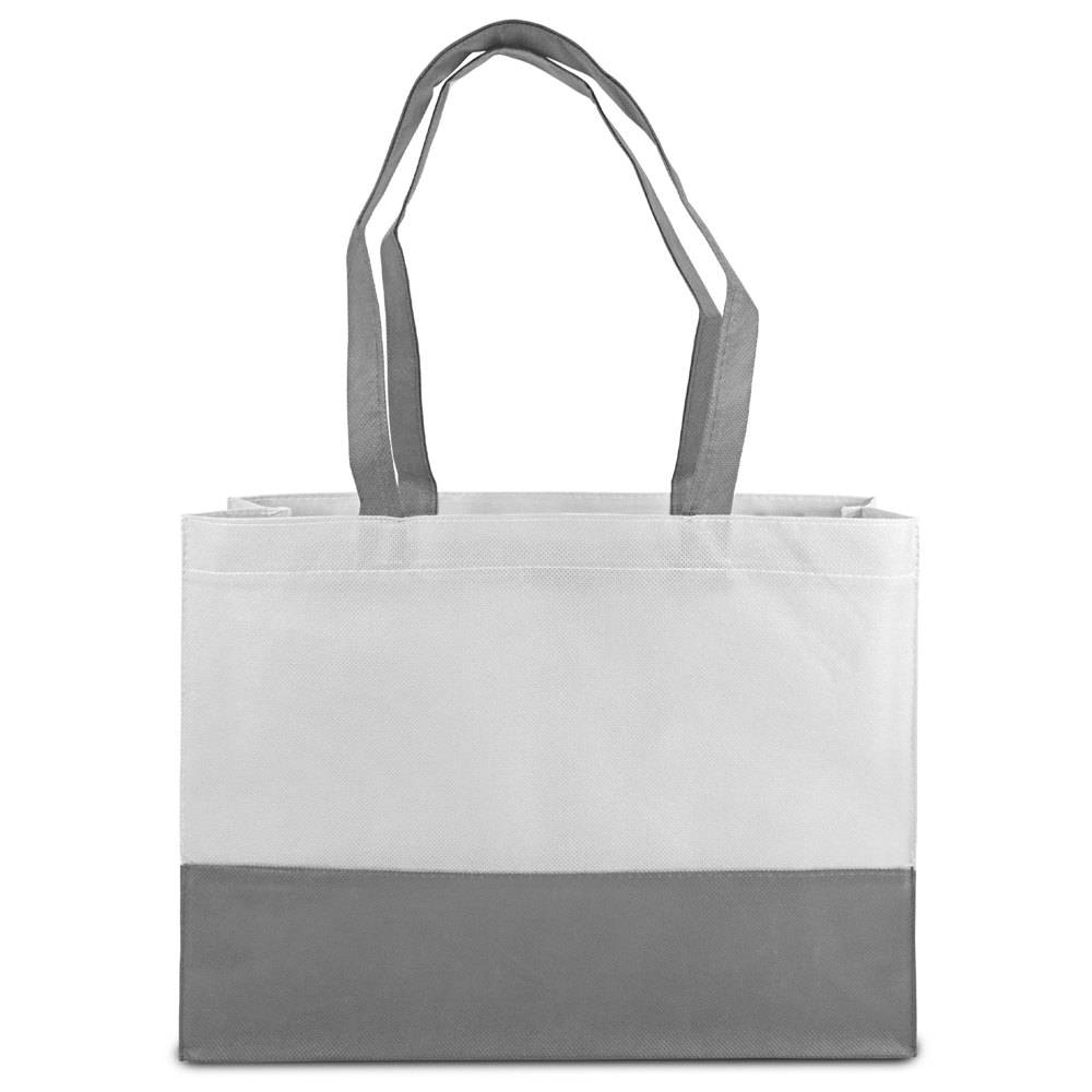 ROMA – Shopper met bodem- en zijvouwen - Wit/grijs