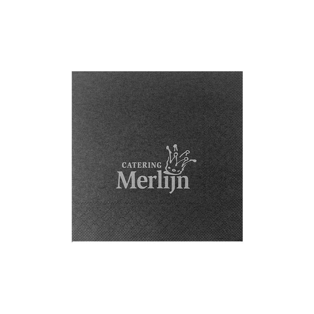 Servetten, 3 laags celstof, 7 x 7,5 cm opdruk, 40 x 40 cm, 1/4 vouw, gekleurd