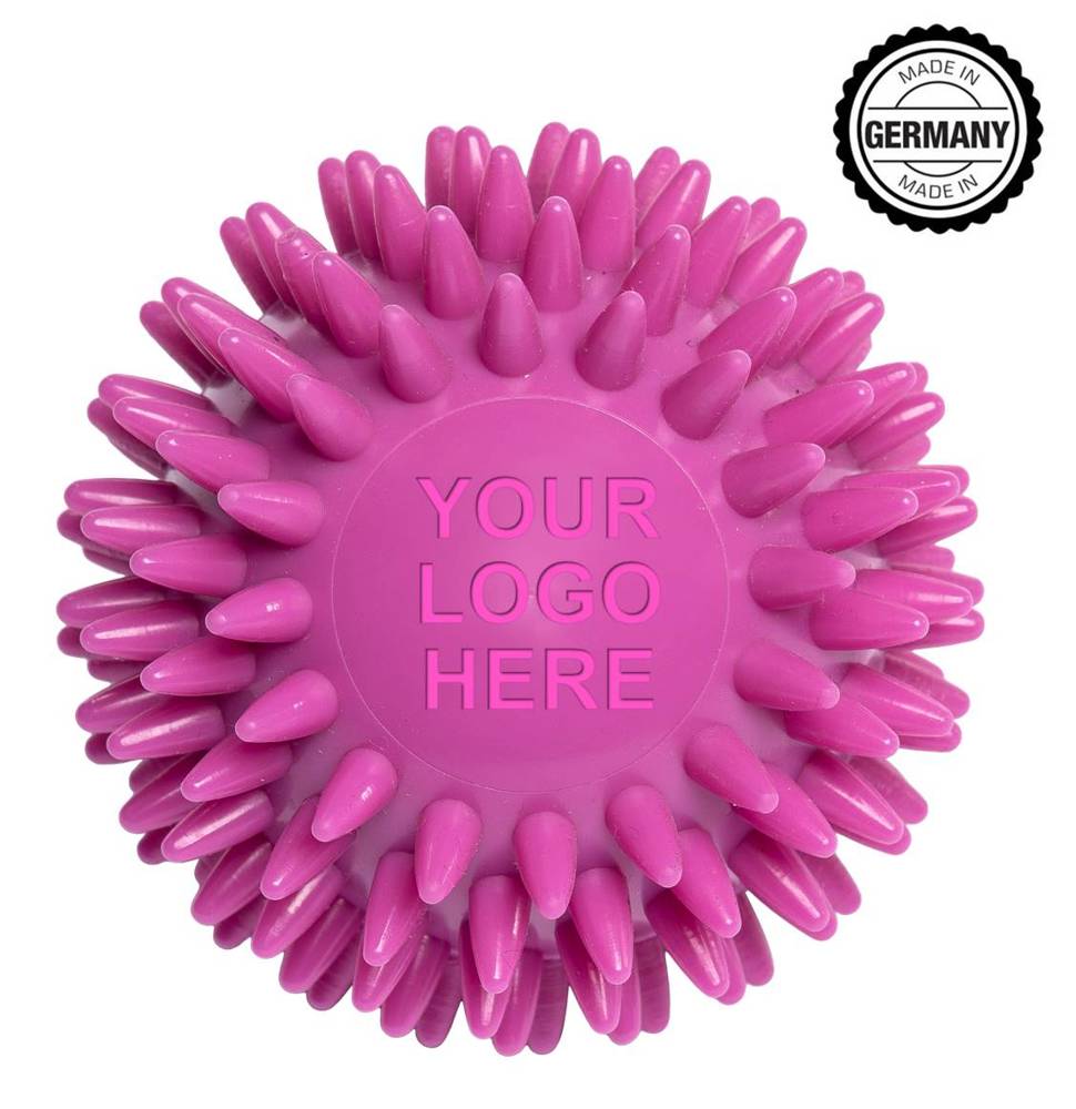Massagebal / Egelbal, rond reliëfveld - Vrij te kiezen volgens Pantone (de vrije kleurkeuze voor de egelbal kan hier om technische redenen niet worden getoond).