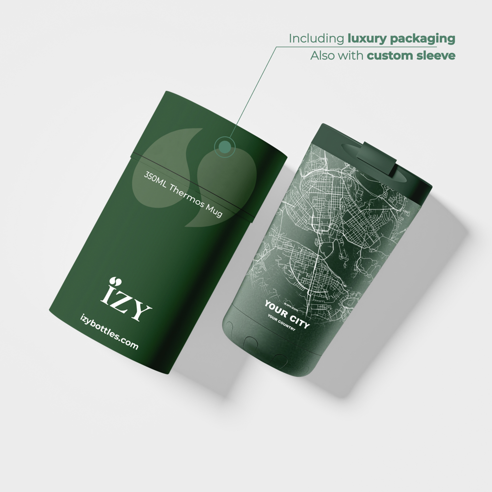 Thermosbeker / Koffiebeker x Jouw Stad -  Groen - 350 ml