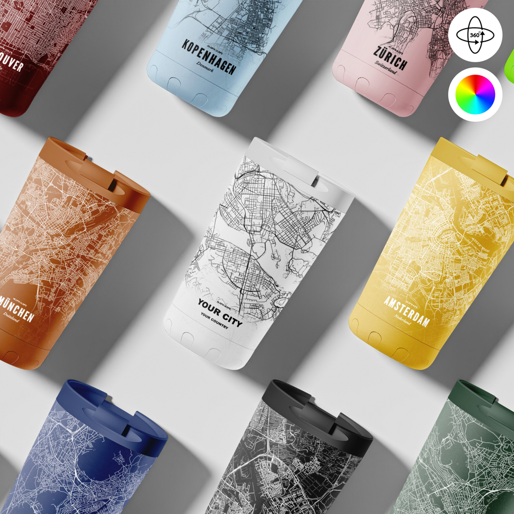 Thermosbeker / Koffiebeker x Jouw Stad -  350 ml - Wit