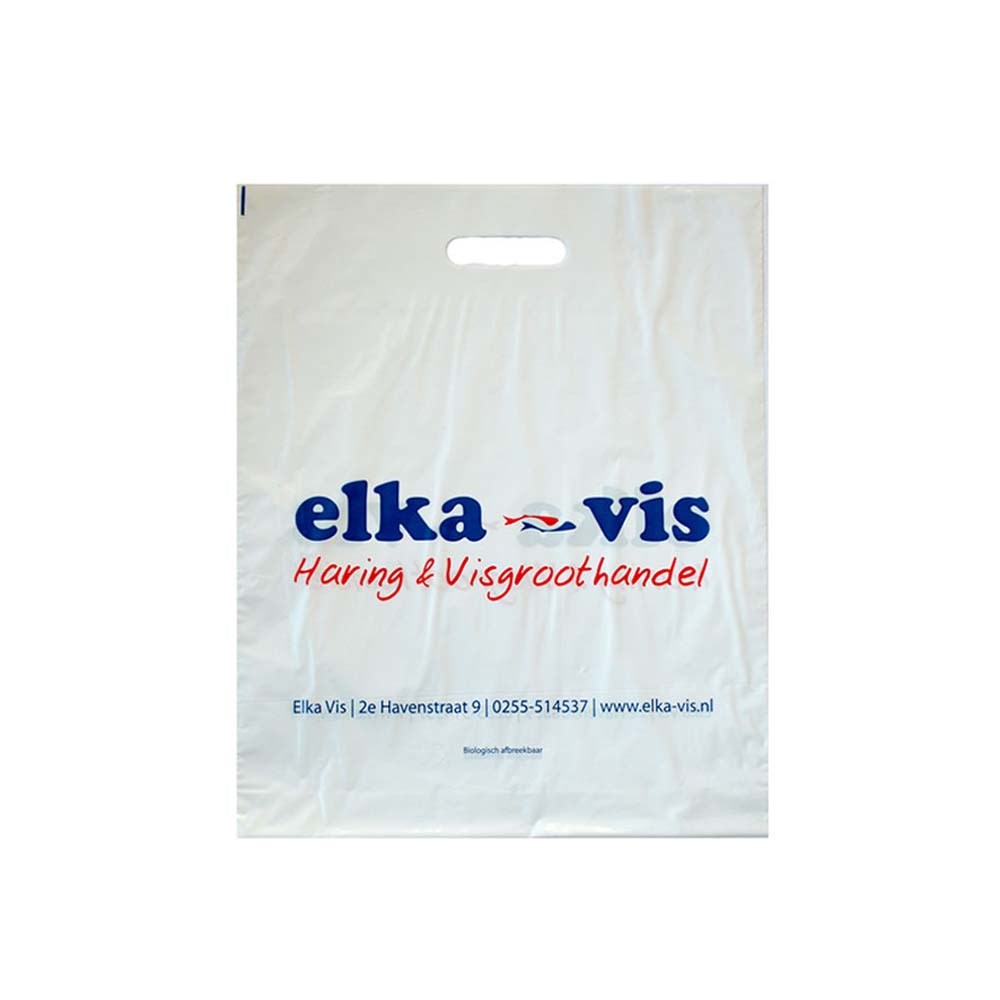 Plastic tas 40 x 45 x 7,5 cm, 48 micron, biologisch afbreekbaar, stanshandvat, 2 zijden