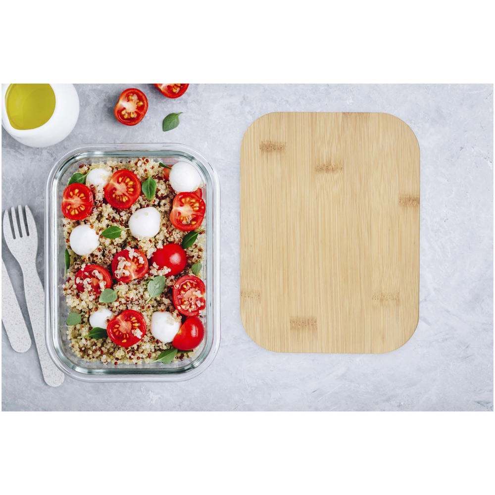 Roby 1000 ml glazen lunchbox met bamboe deksel