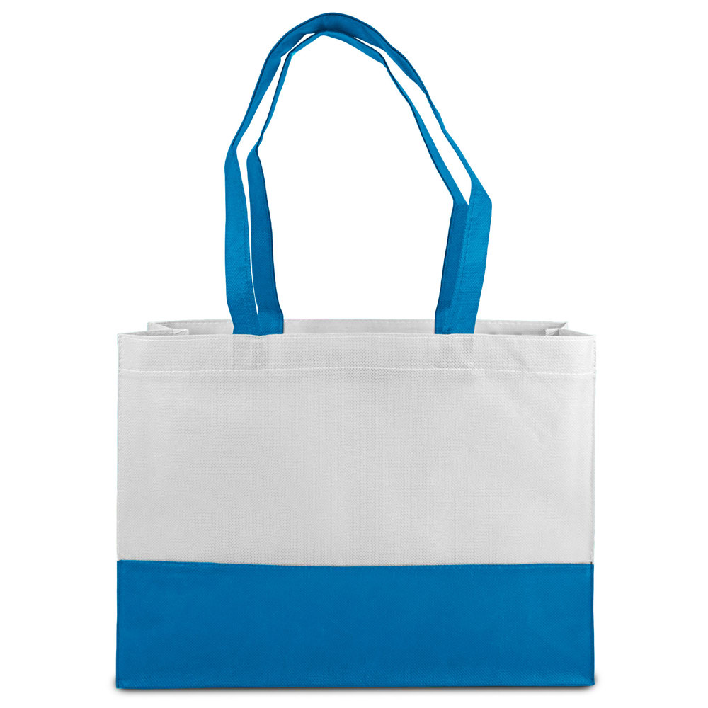 ROMA – Shopper met bodem- en zijvouwen - Wit/Cyan Blauw