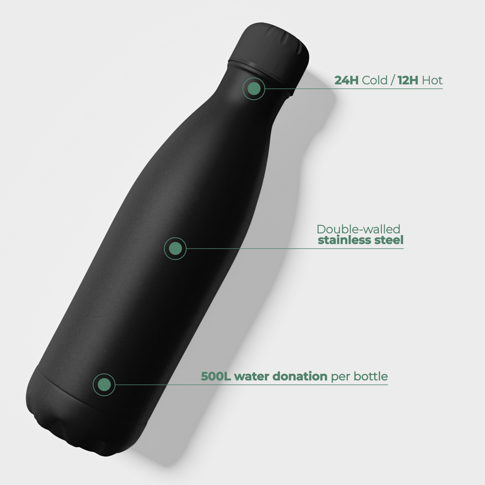 Thermosfles / Drinkfles - Zwart - 500 ml