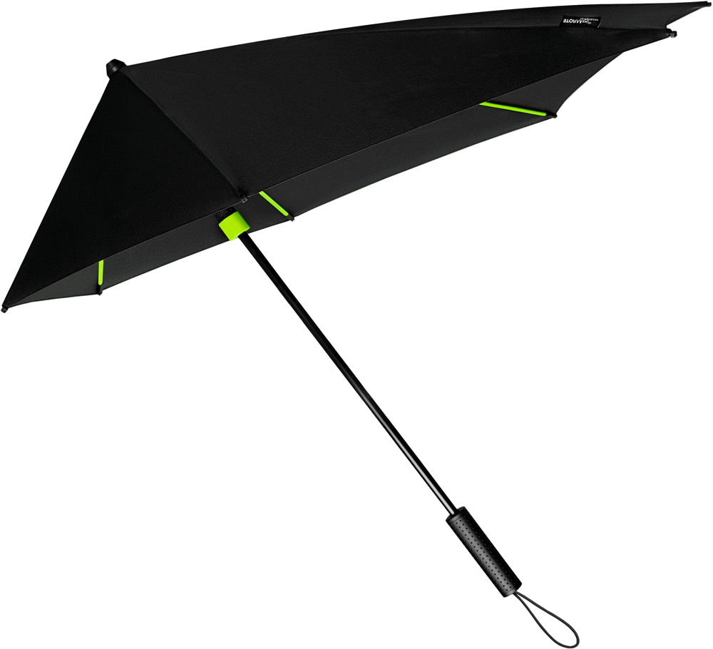 STORMaxi - Arodynamische stormparaplu - Handopening - Windproof -  92 cm - Zwart / Lime groen (± PMS Zwart / 802C)