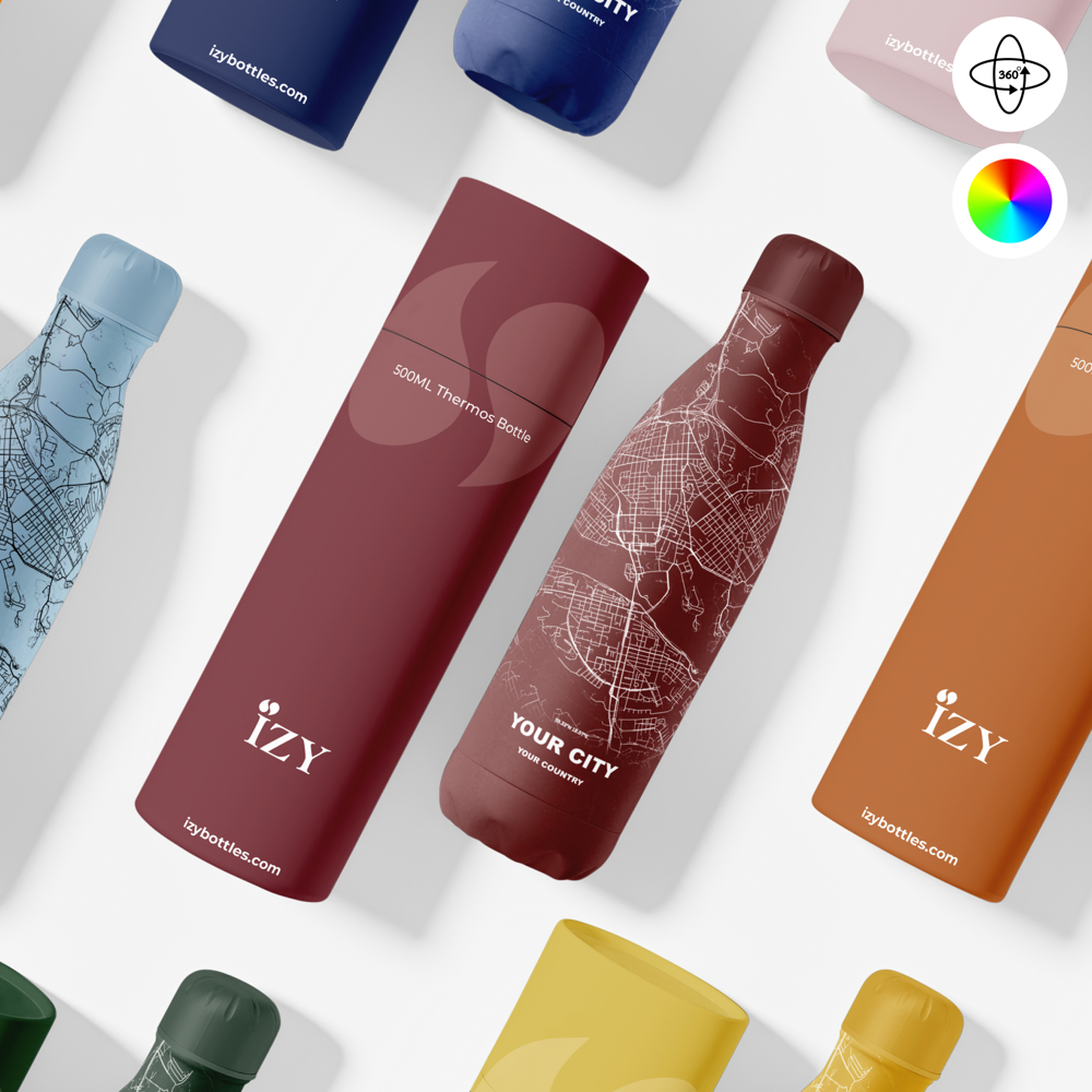 Thermosfles / Drinkfles x Jouw Stad - Rood - 500 ml