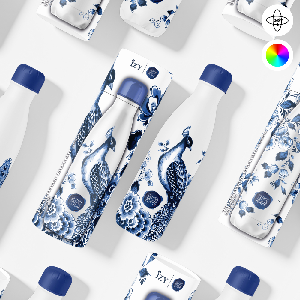 Thermosfles / Drinkfles 500ml x Delfts Blauw - Incl luxe verpakking - Blauw