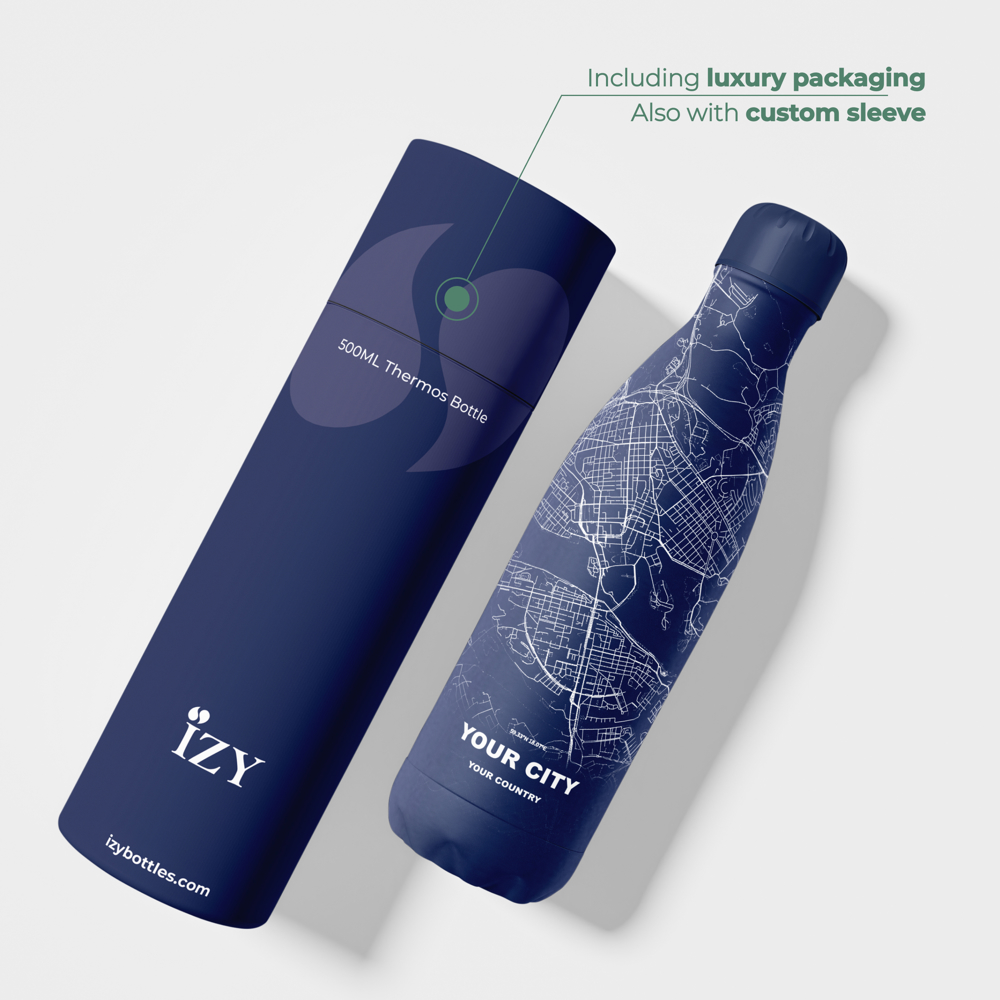 Thermosfles / Drinkfles x Jouw Stad - Blauw - 500 ml